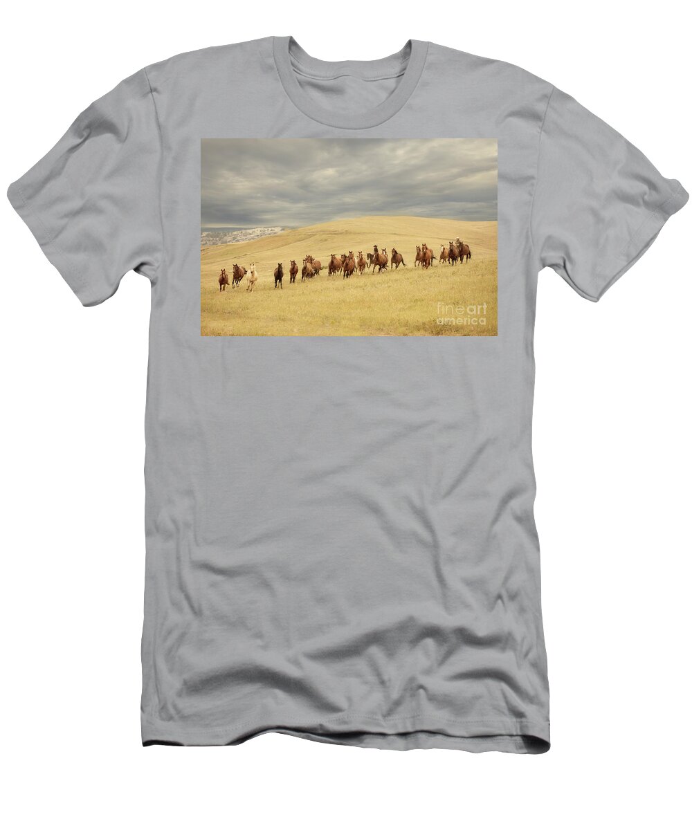 Horse Herd T-Shirt featuring the photograph Remuda Roundup by Terri Cage