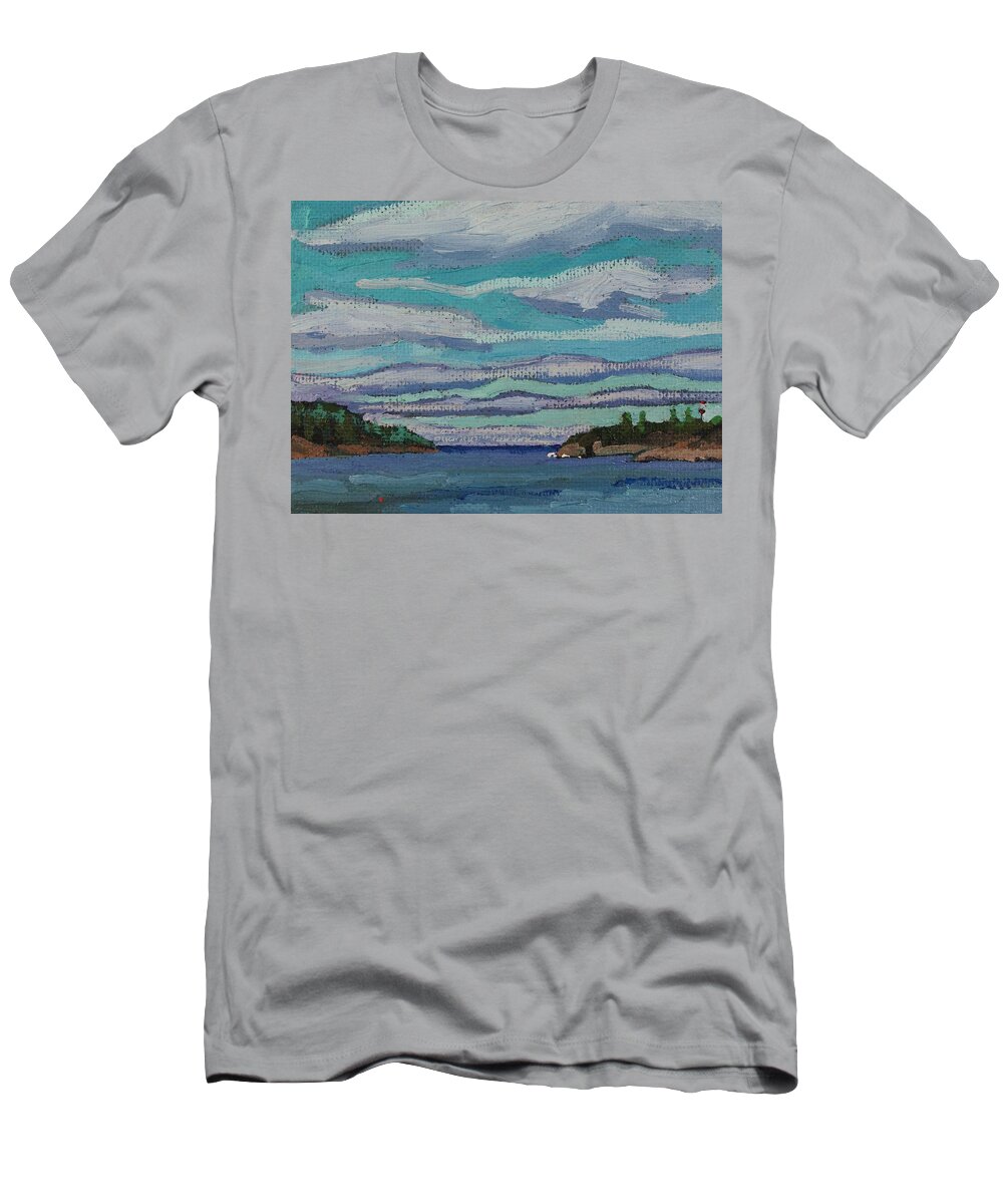2123 T-Shirt featuring the painting Rocky Entrance to Gargantua Harbour by Phil Chadwick