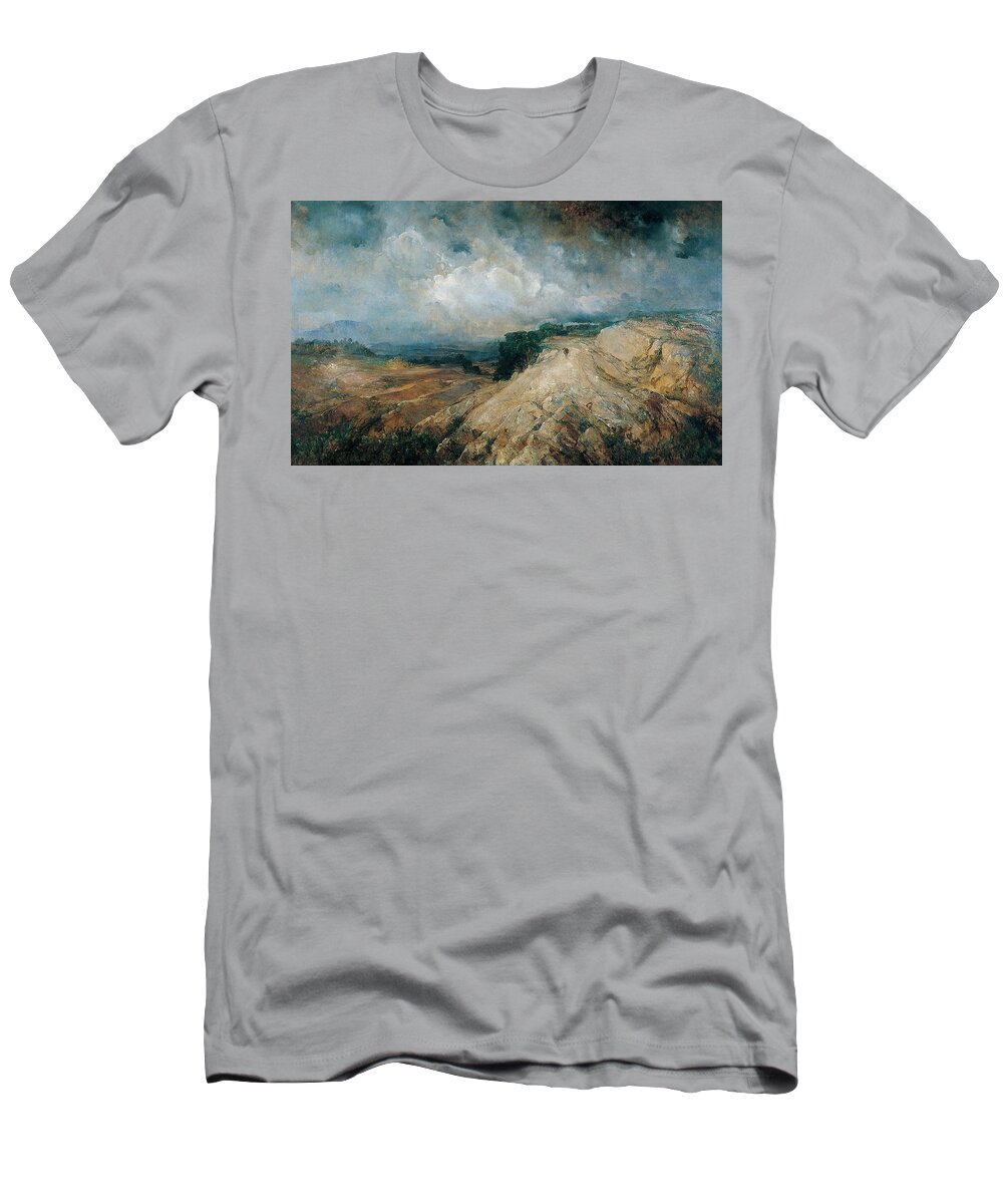 19th Century Art T-Shirt featuring the painting Rocky Landscape by Ramon Marti Alsina