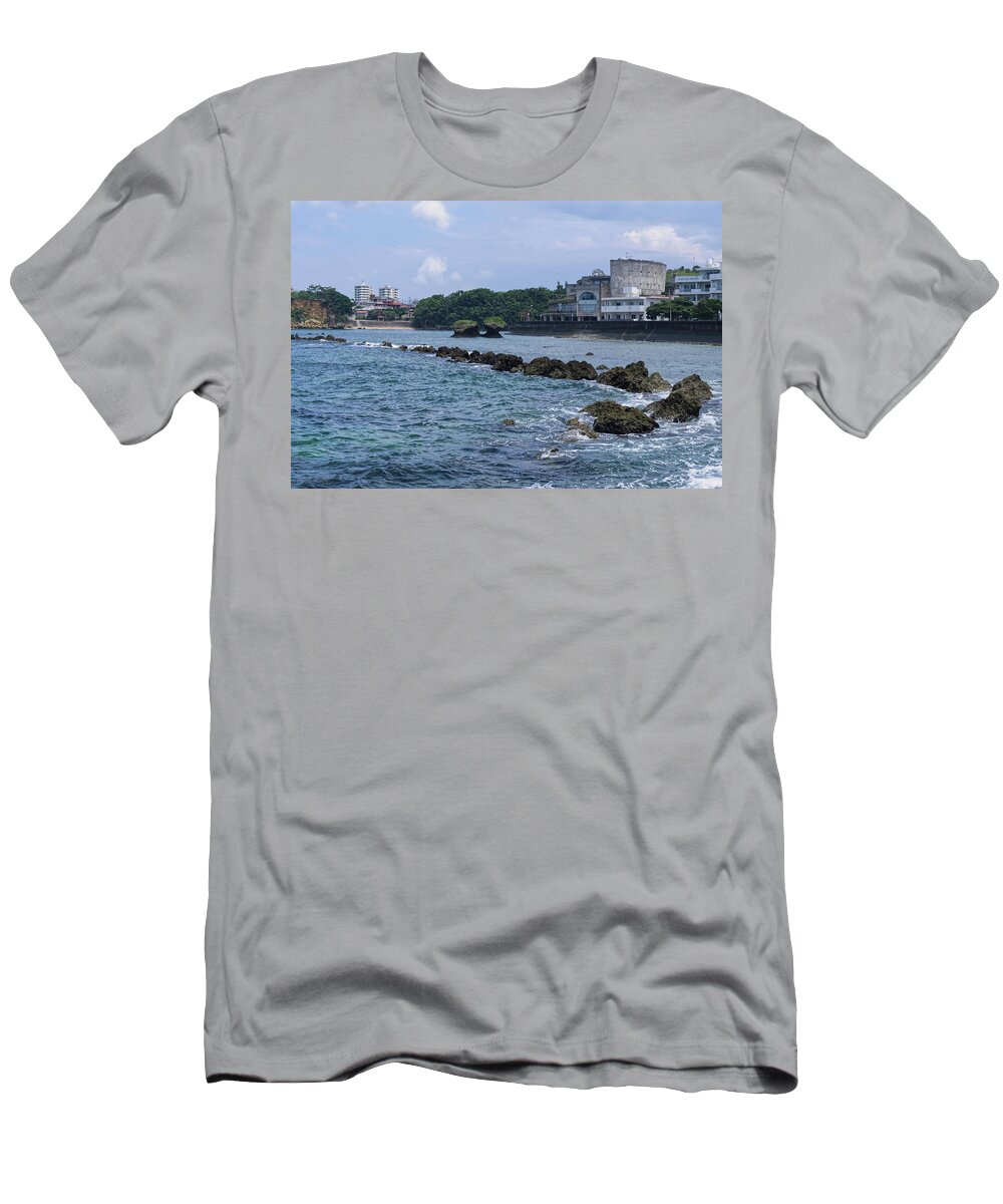 Ocean T-Shirt featuring the photograph Rocky shores of another color by Eric Hafner
