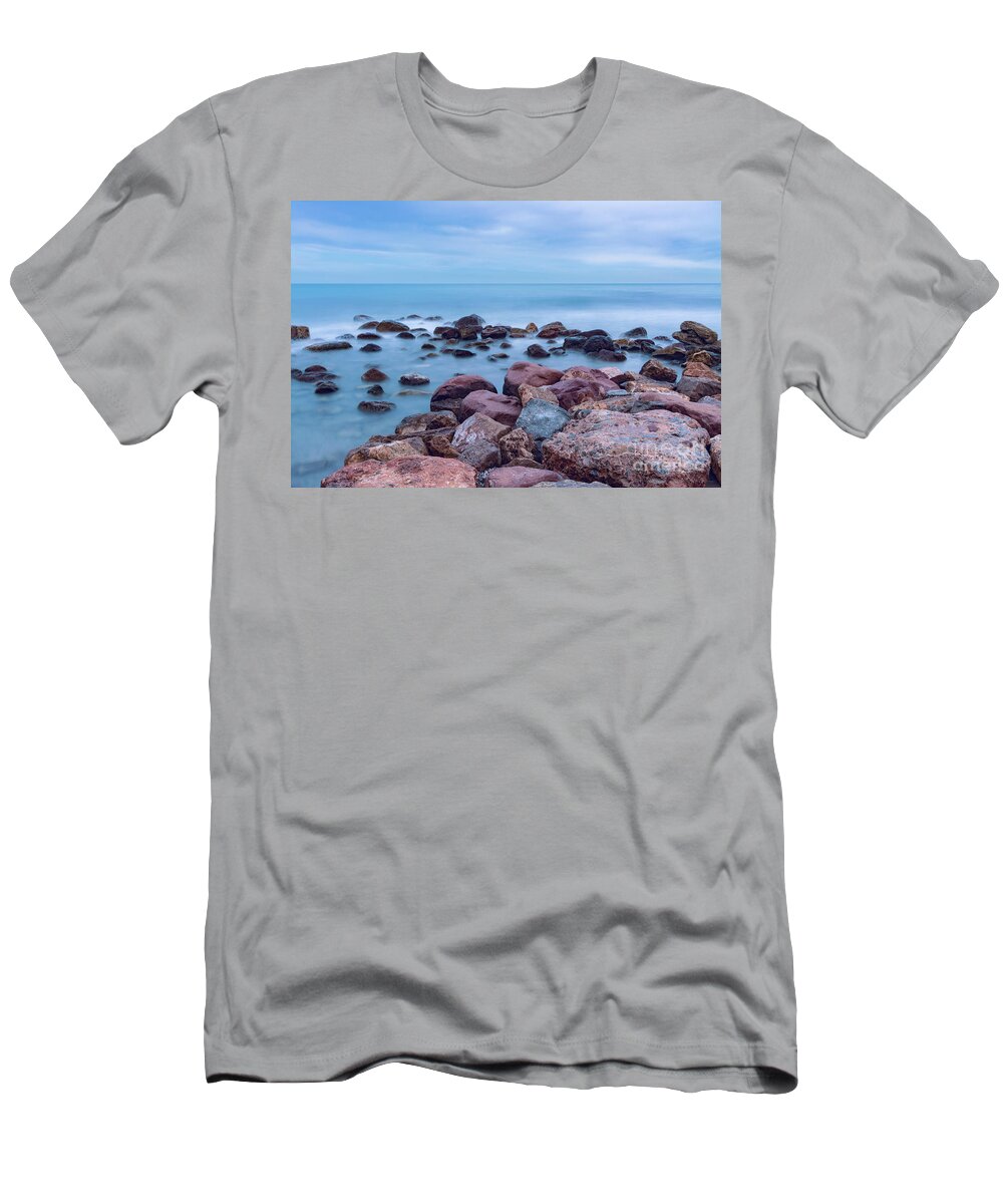 Beach T-Shirt featuring the photograph Rocks and sea #1 by Vicente Sargues