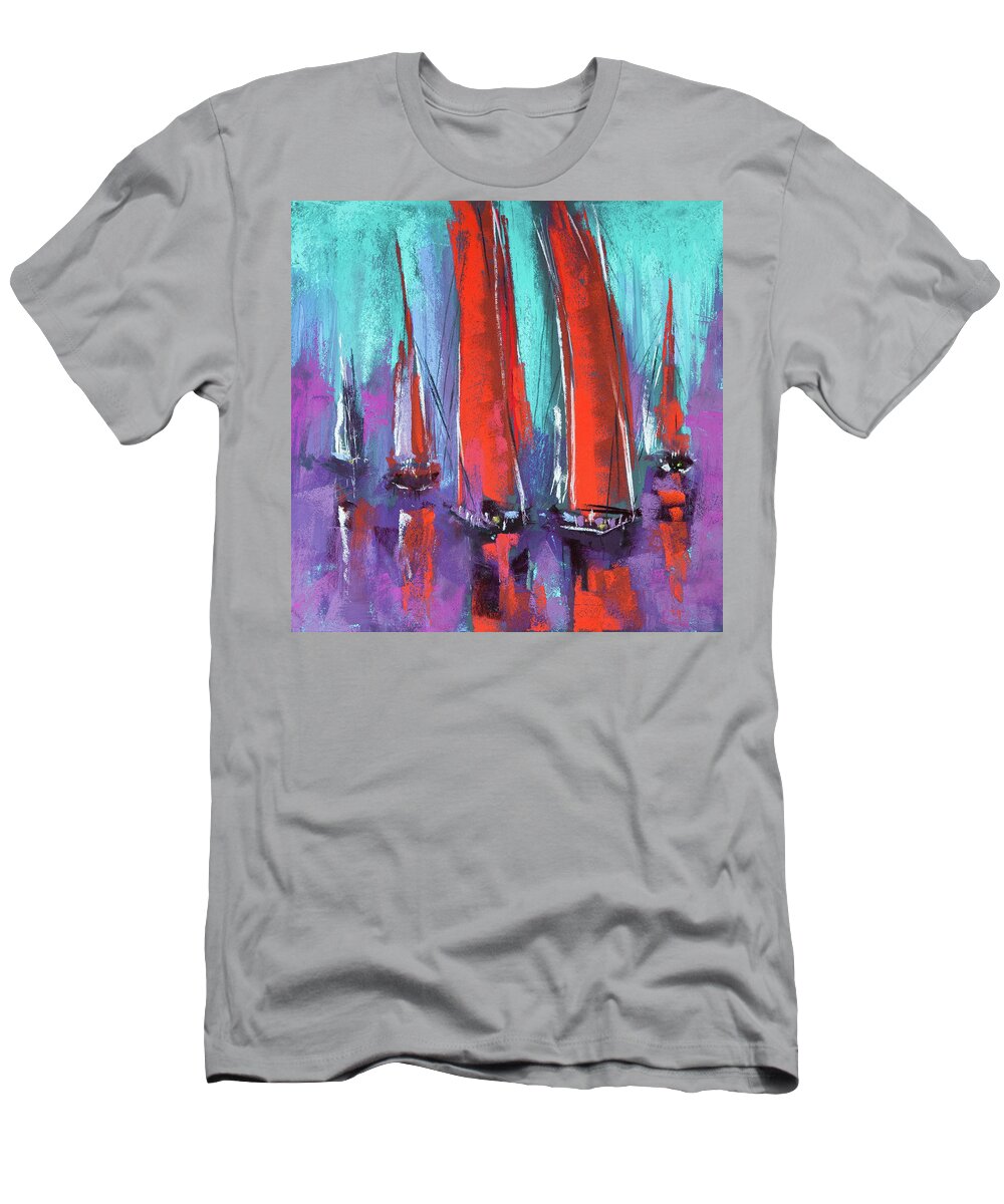 Sailing T-Shirt featuring the pastel Sailing by David Patterson