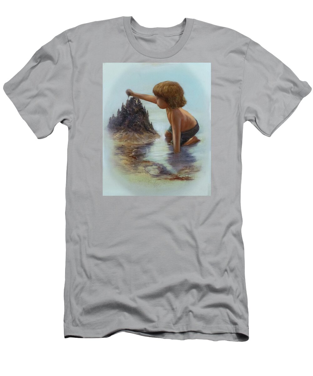 Boy Playing With Sand T-Shirt featuring the painting Sand Dreams II by Lynne Pittard