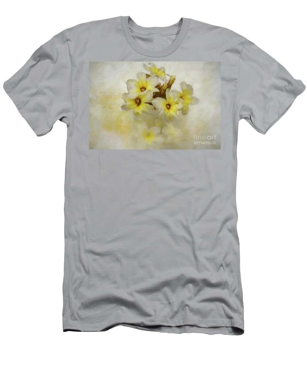 Sisyrinchium Striatum T-Shirt featuring the mixed media Sisyrinchium Striatum by Eva Lechner