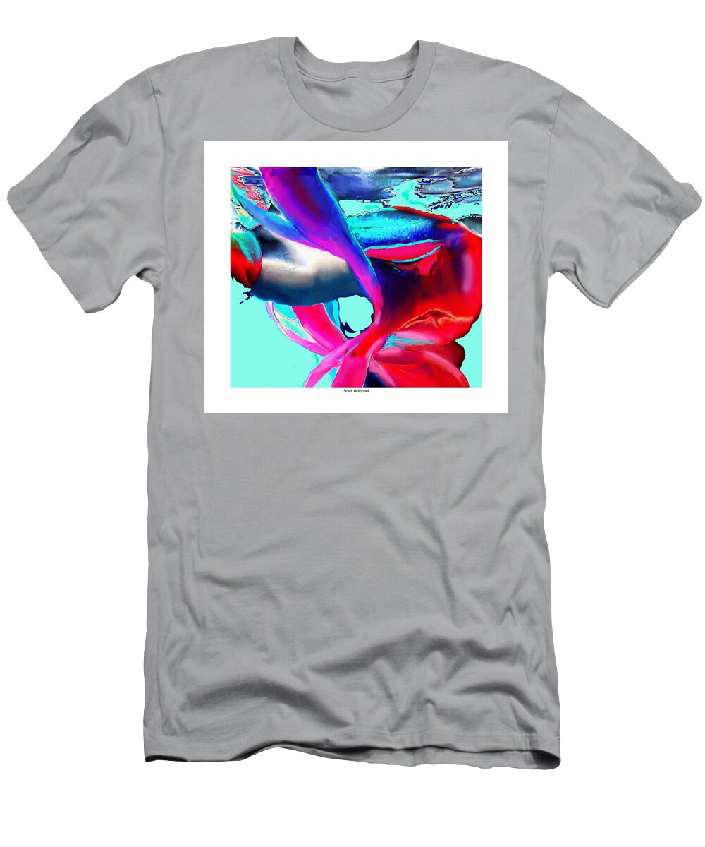 Underwater T-Shirt featuring the digital art Scarf Whirlpool by Leo Malboeuf