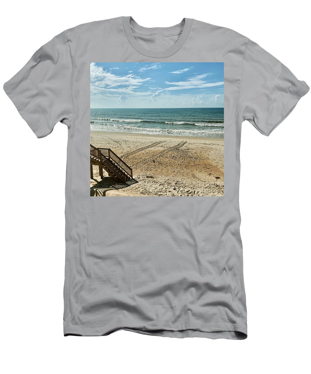 Sea Turtle T-Shirt featuring the photograph Sea Turtle Tracks Surf City Topsail Island N by Flippin Sweet Gear