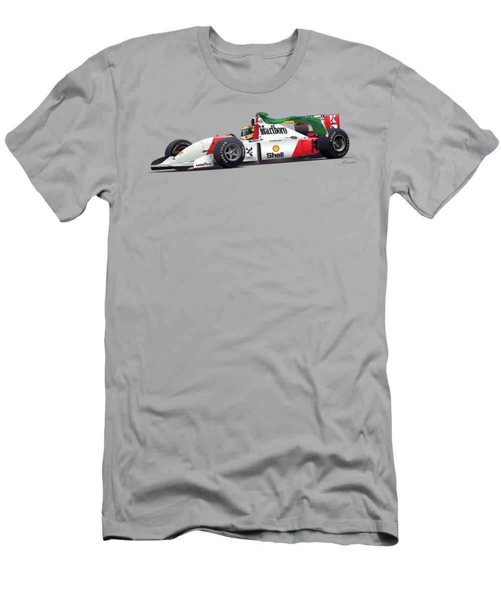 Senna No Background T-Shirt featuring the drawing SENNA No Background by Alain Jamar
