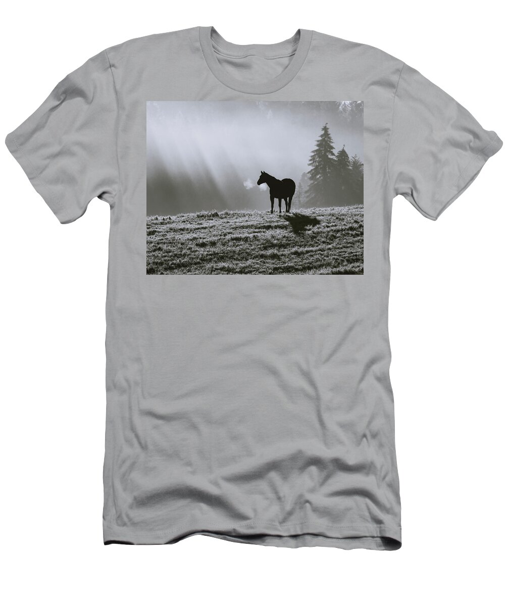 Horse T-Shirt featuring the photograph Serenity 2 in Monochrome by Catherine Avilez