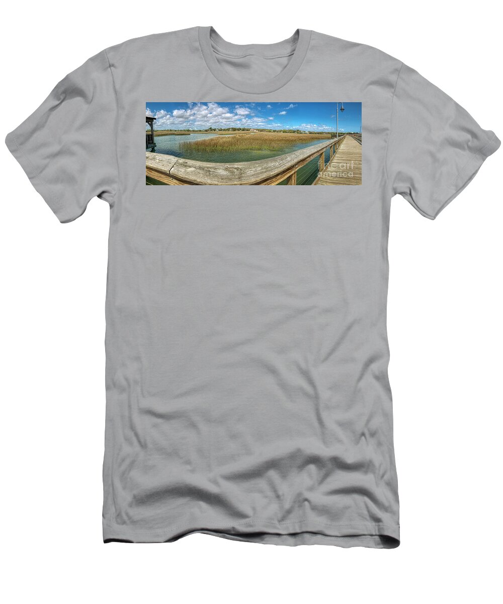Scenic T-Shirt featuring the photograph Shem Creek Pano by Kathy Baccari