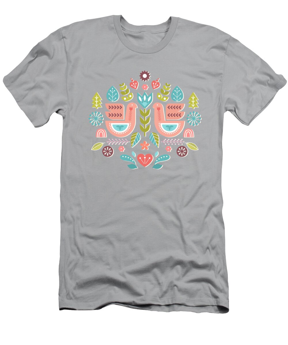 Simple And Scandinavian Folk Art Design T-Shirt by Little Bunny Sunshine - Pixels