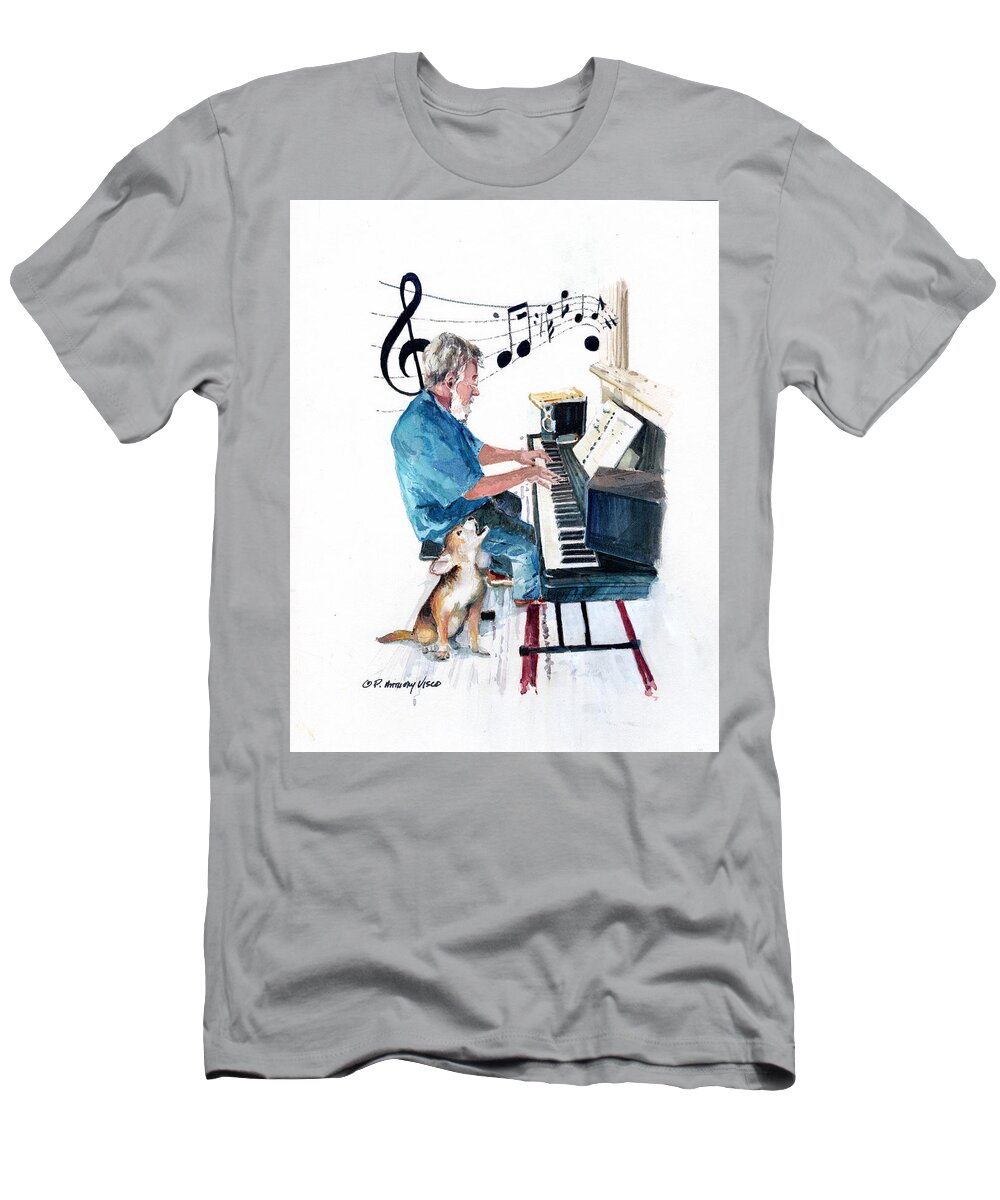 Plymouth Ma Artist T-Shirt featuring the painting Sing along with Dobby by P Anthony Visco