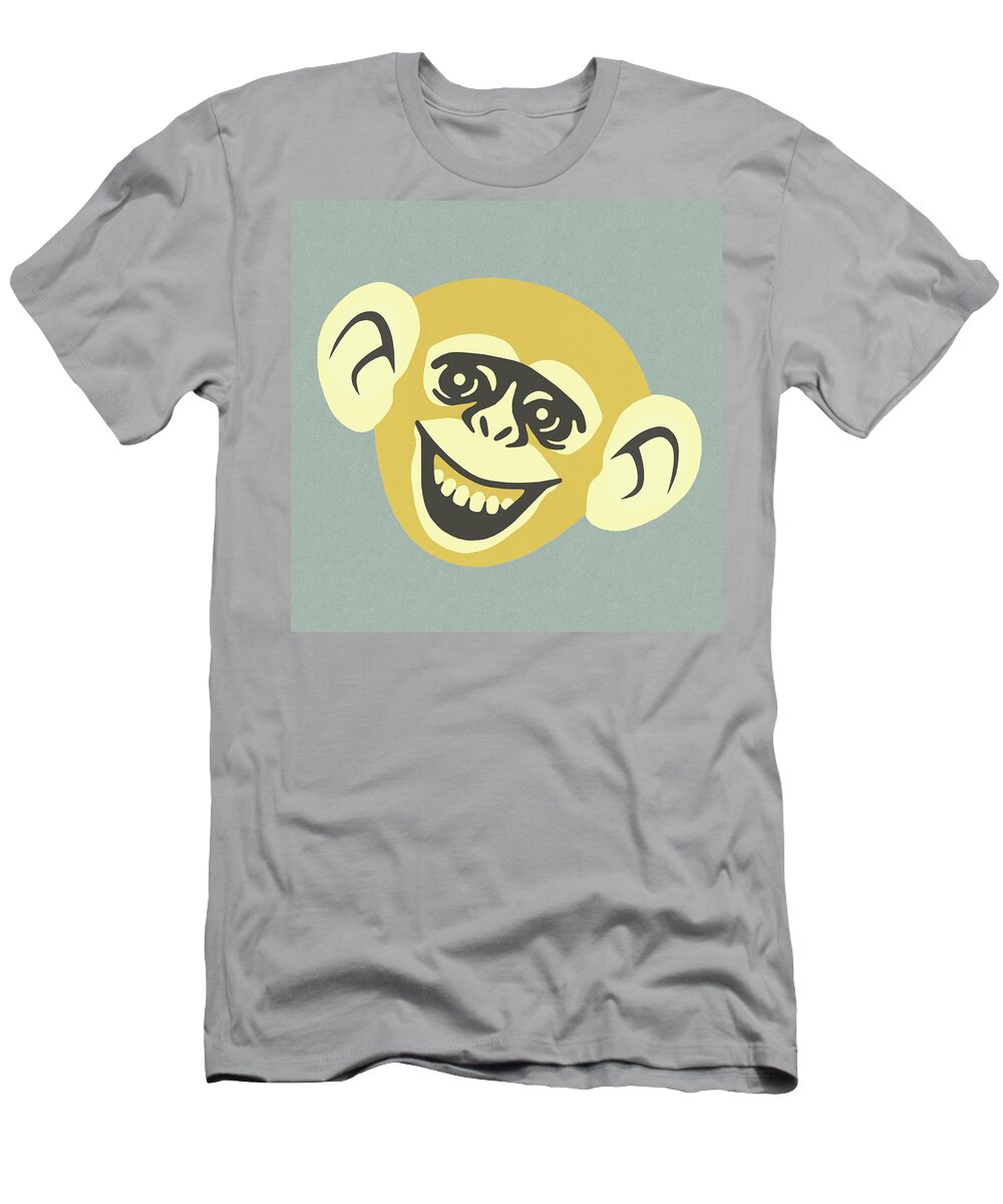 Animal T-Shirt featuring the drawing Smiling Monkey by CSA Images