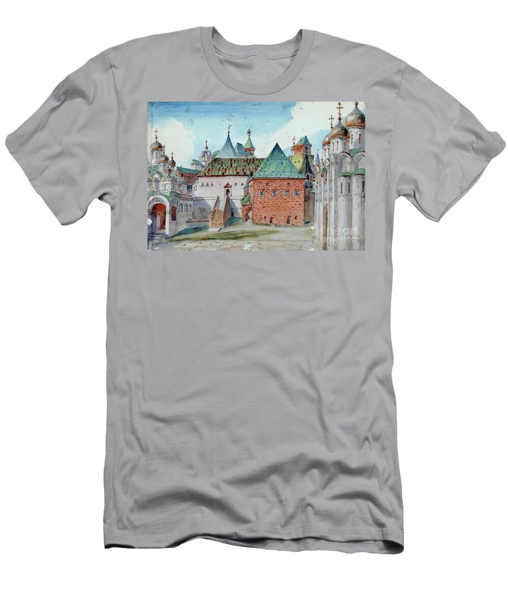 Dome T-Shirt featuring the painting Stage Design For Modest Mussorgsky's Opera 'boris Godunov', 1916 by Vasilij Dmitrievich Polenov