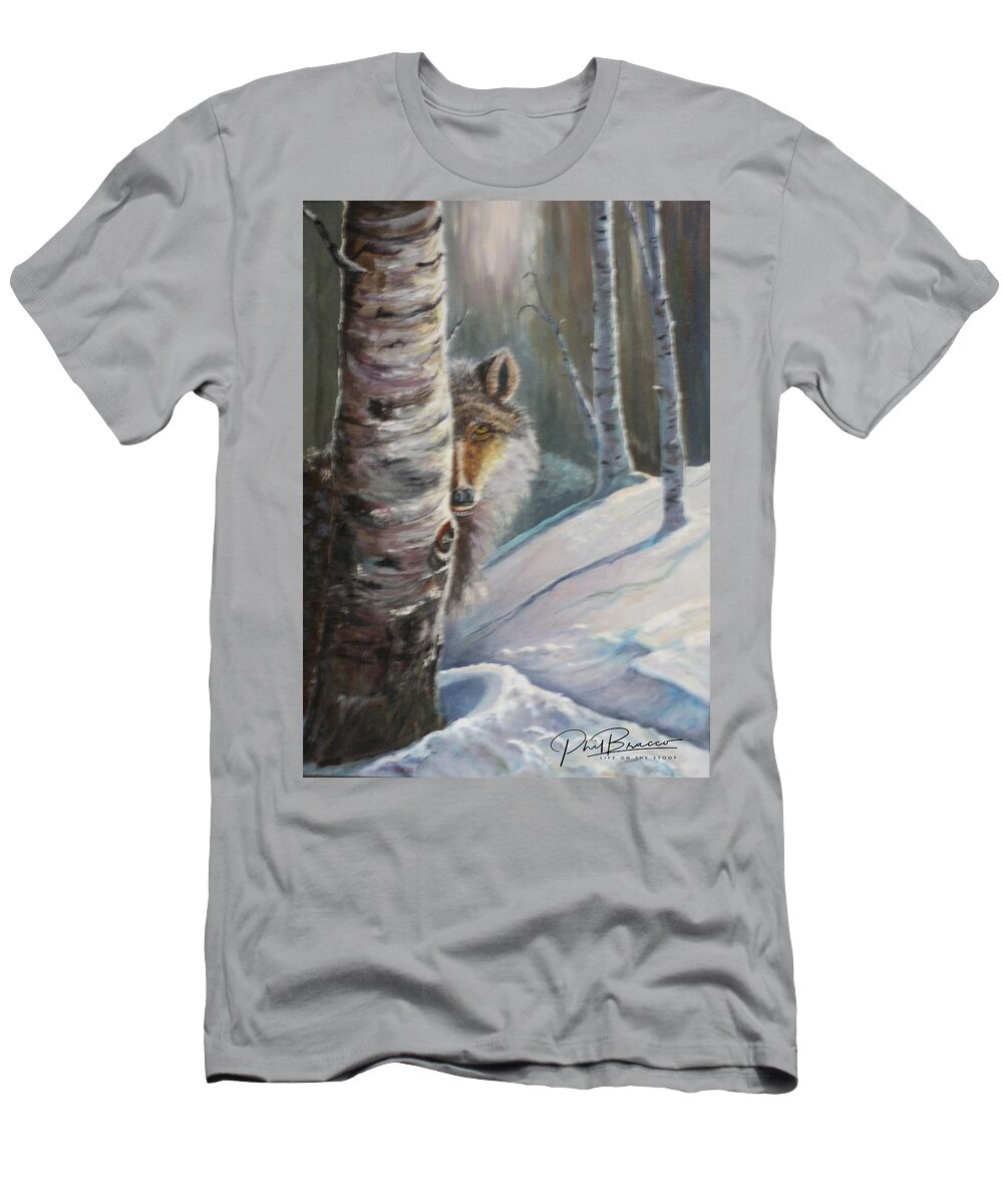 Stalking T-Shirt featuring the painting Stalking by Philip And Robbie Bracco