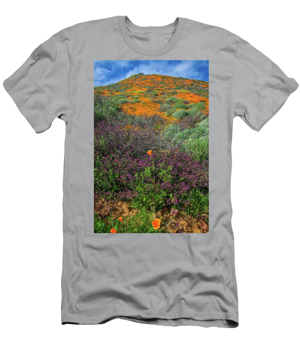 Poppies T-Shirt featuring the photograph Standout Wildflowers of the 2019 Spring Bloom in Walker Canyon by Lynn Bauer
