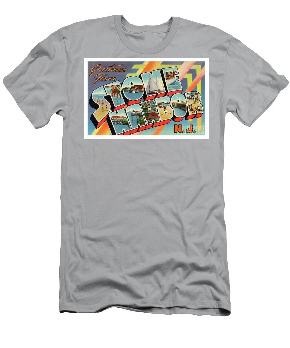 Stone T-Shirt featuring the photograph Stone Harbor Greetings by Mark Miller