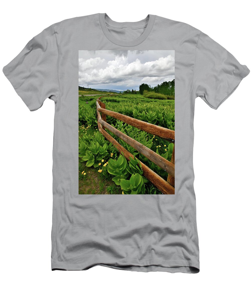 Highway 50 T-Shirt featuring the photograph Storm Clouds over Big Cimarron Road by Ray Mathis