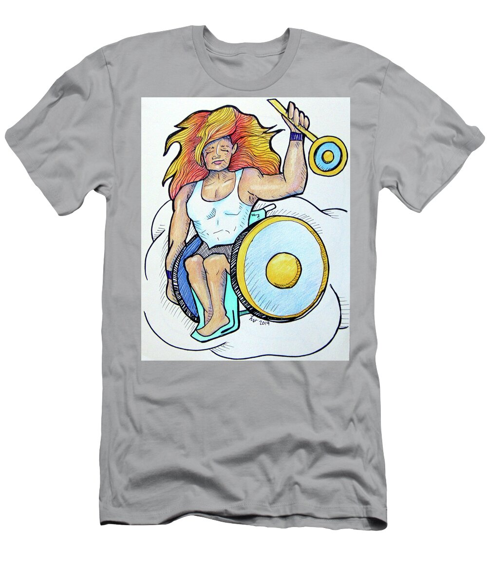 Sun T-Shirt featuring the drawing Sun-Apollo by Loretta Nash