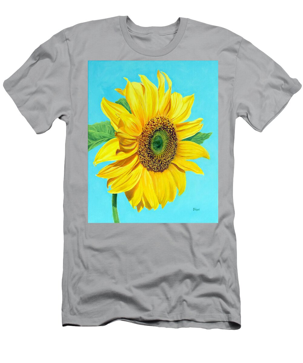 Sunflower Portrait T-Shirt featuring the painting Sunflower Portrait by Jimmie Bartlett