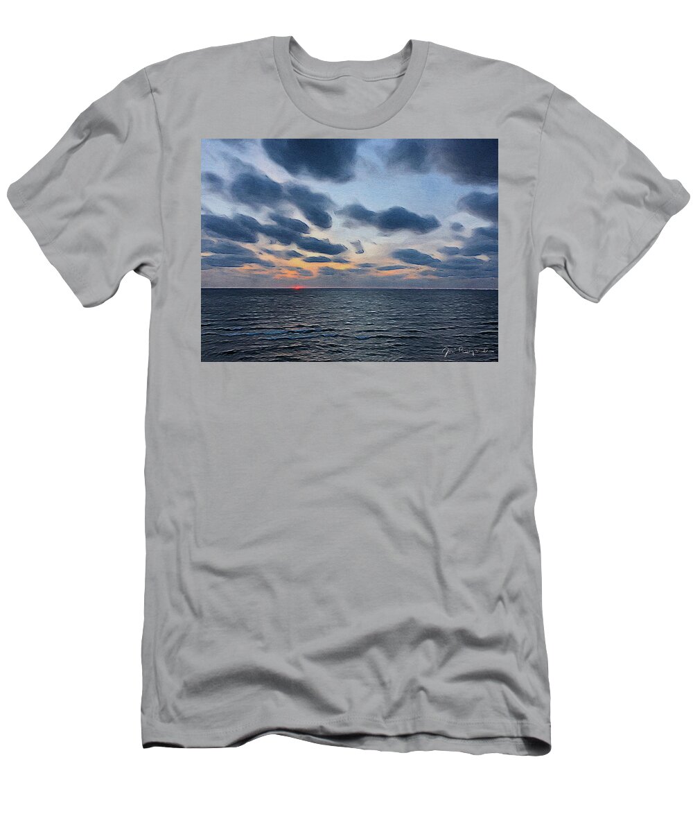 Brushstroke T-Shirt featuring the photograph Sunset at Lake Michigan by Jori Reijonen