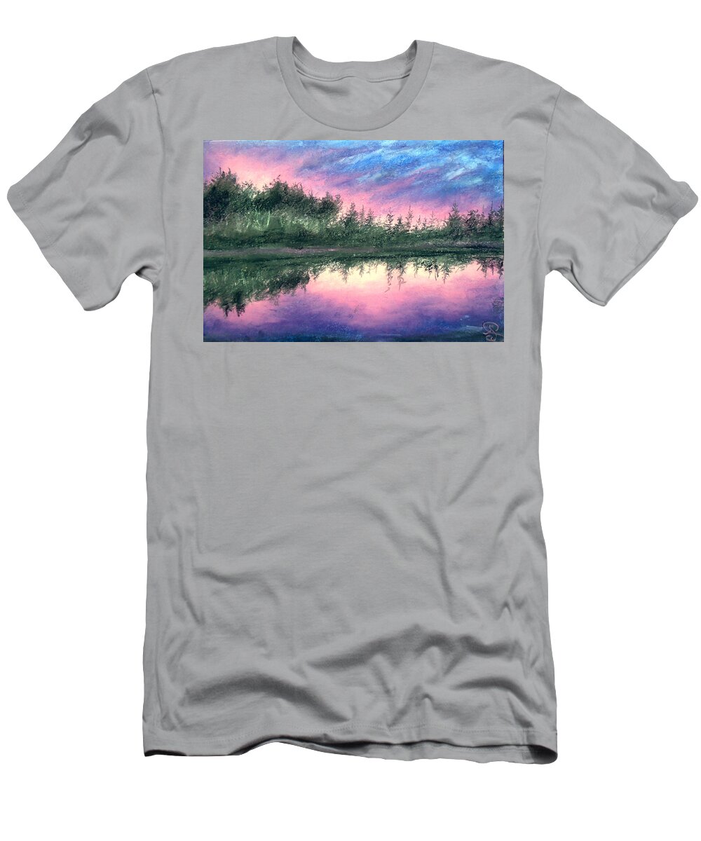 Chromatic Sunset T-Shirt featuring the painting Sunset Gush by Jen Shearer