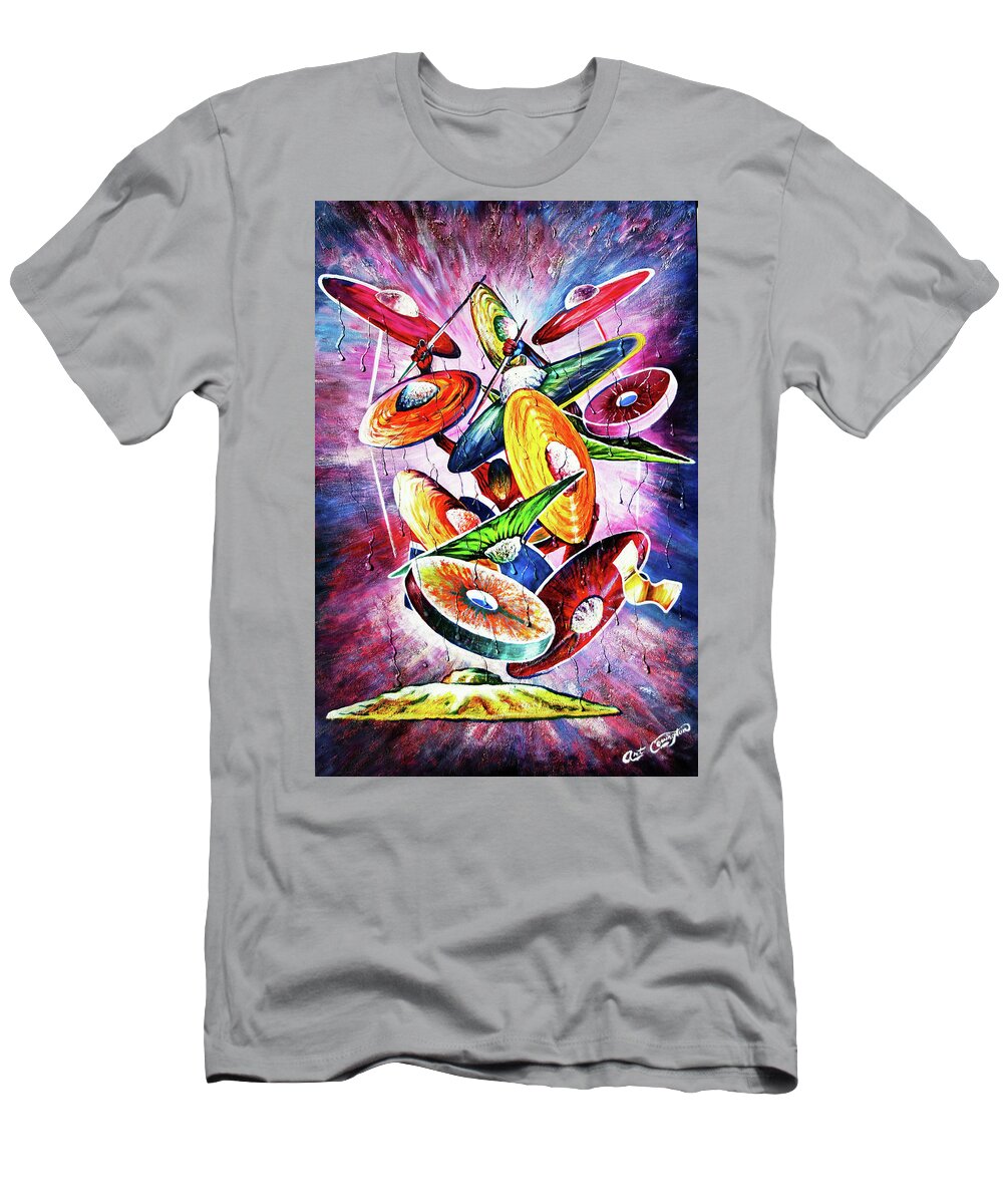 Drummer T-Shirt featuring the painting Sweat by Arthur Covington