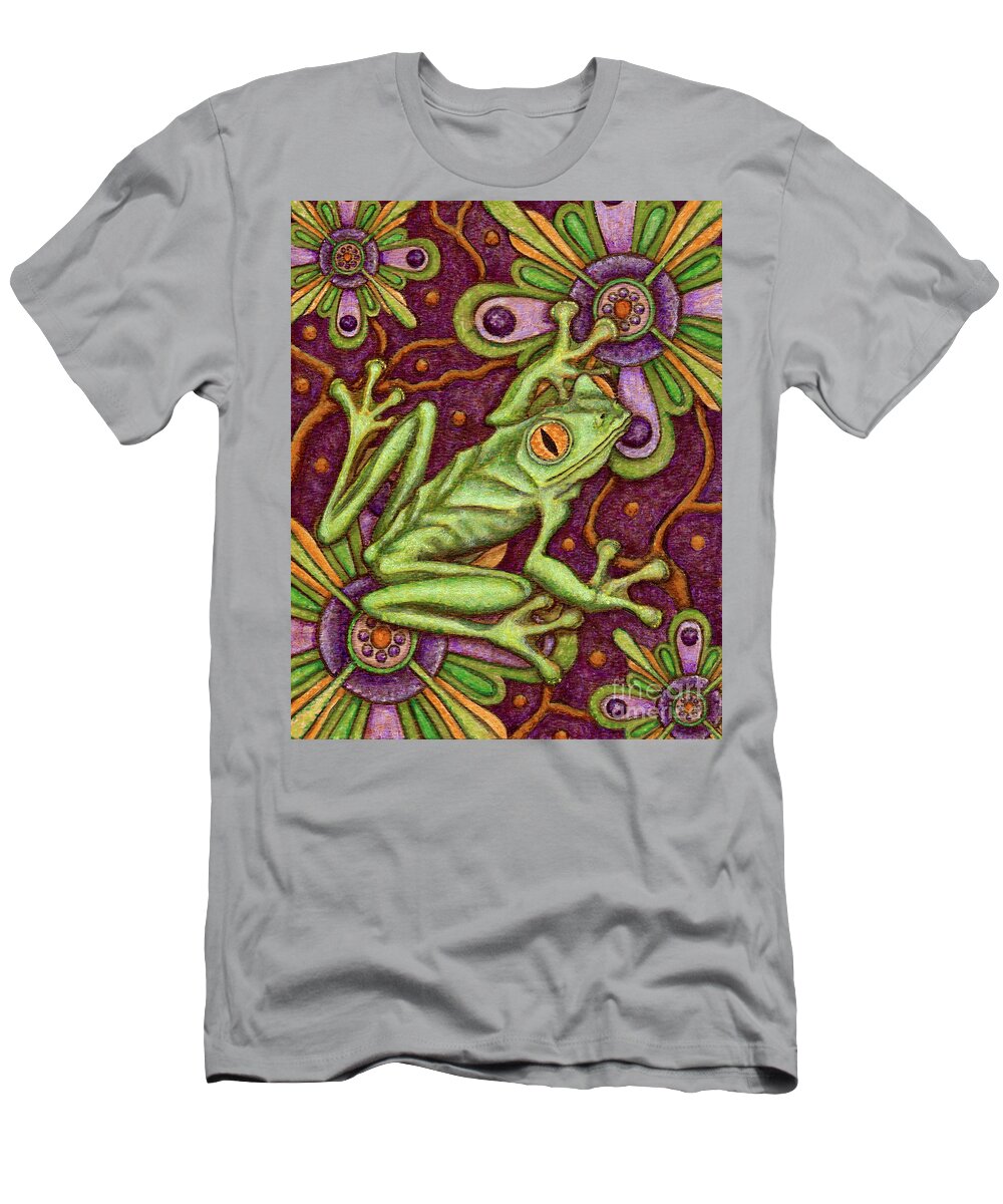 Frog T-Shirt featuring the painting Tapestry Frog by Amy E Fraser
