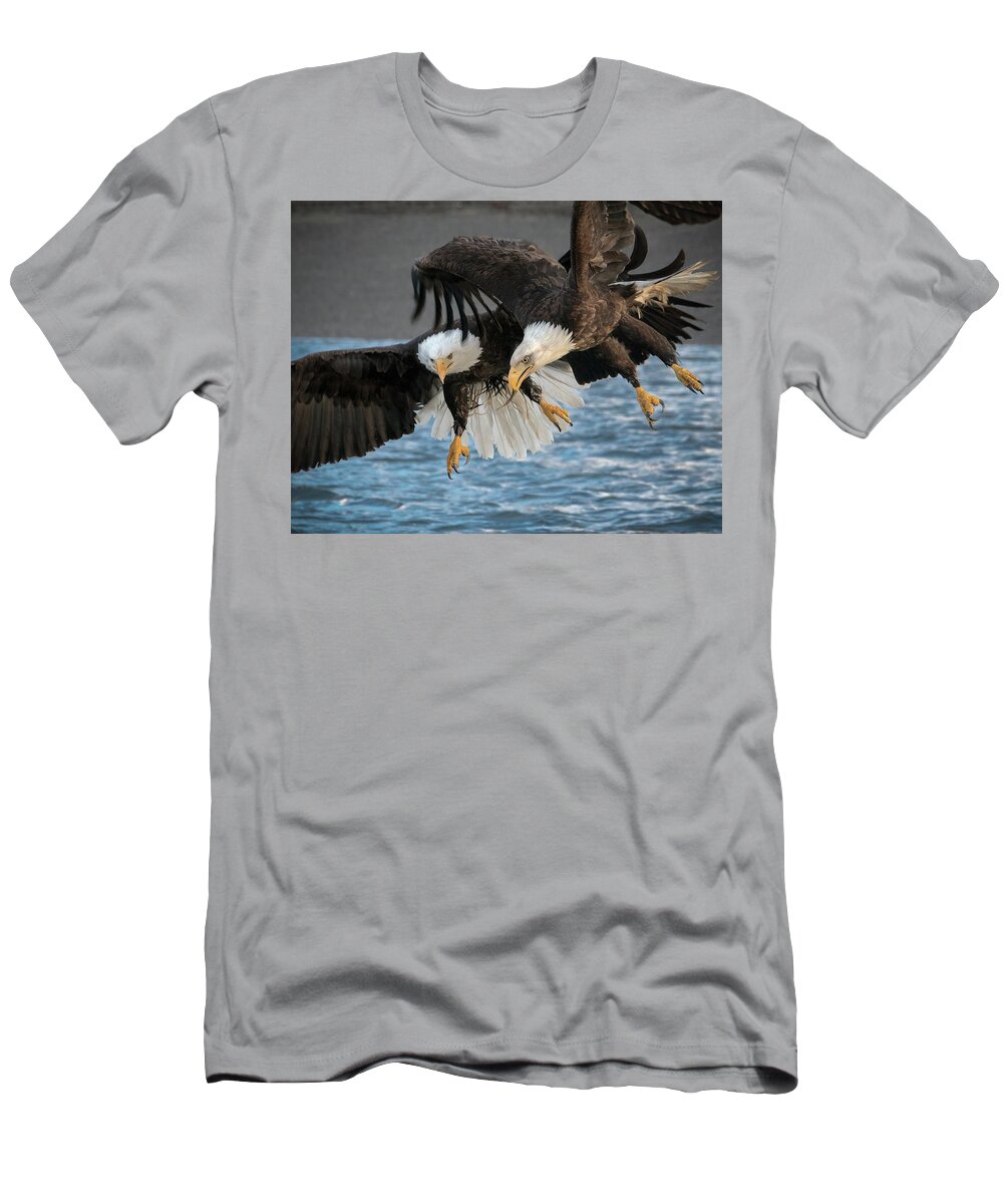 Eagles T-Shirt featuring the photograph The Aerial Joust by James Capo