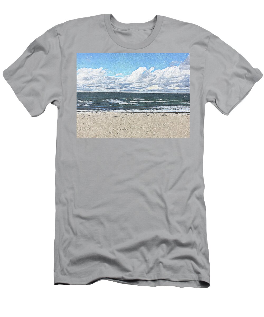 Falmouth Ma T-Shirt featuring the digital art The Beach at Falmouth by Steve Glines