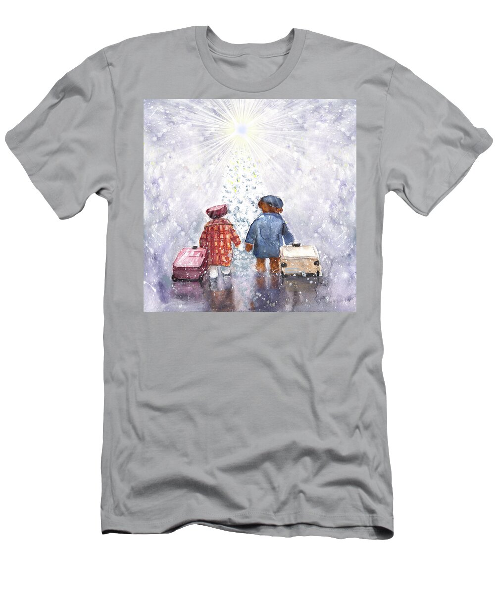 Truffle Mcfurry T-Shirt featuring the painting The Christmas Heathrow Bears by Miki De Goodaboom