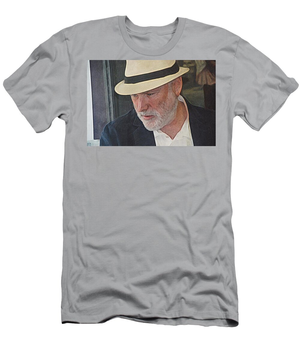 Doug Holder Receiving The Alan Ginsberg Award. T-Shirt featuring the digital art The cool poet by Steve Glines