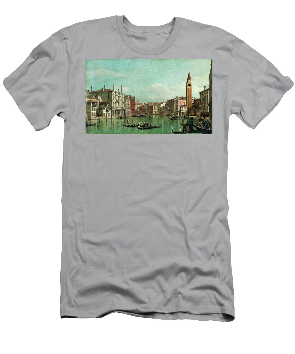 Canaletto T-Shirt featuring the painting The Grand Canal, Venice, Looking Southeast, With The Campo by Canaletto