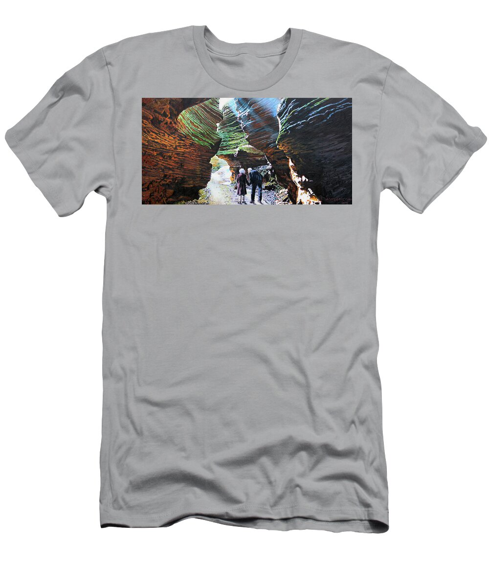 Wisconsin Dells T-Shirt featuring the painting The Last Mile by John Lautermilch