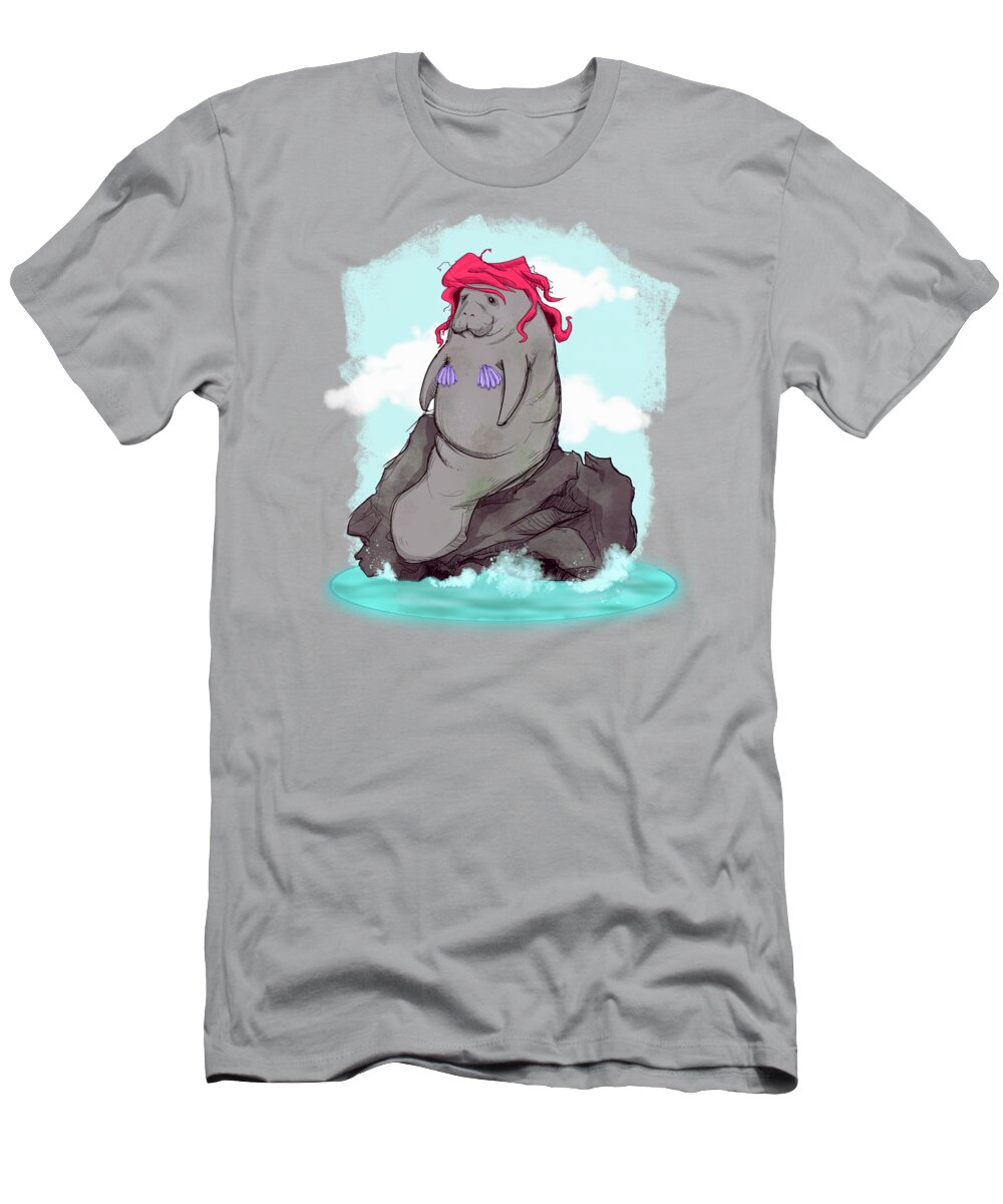 Mermaid T-Shirt featuring the drawing The Little Manatee by Ludwig Van Bacon