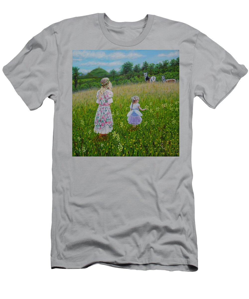 Fine Art T-Shirt featuring the painting The Meadow by Shirley Wellstead