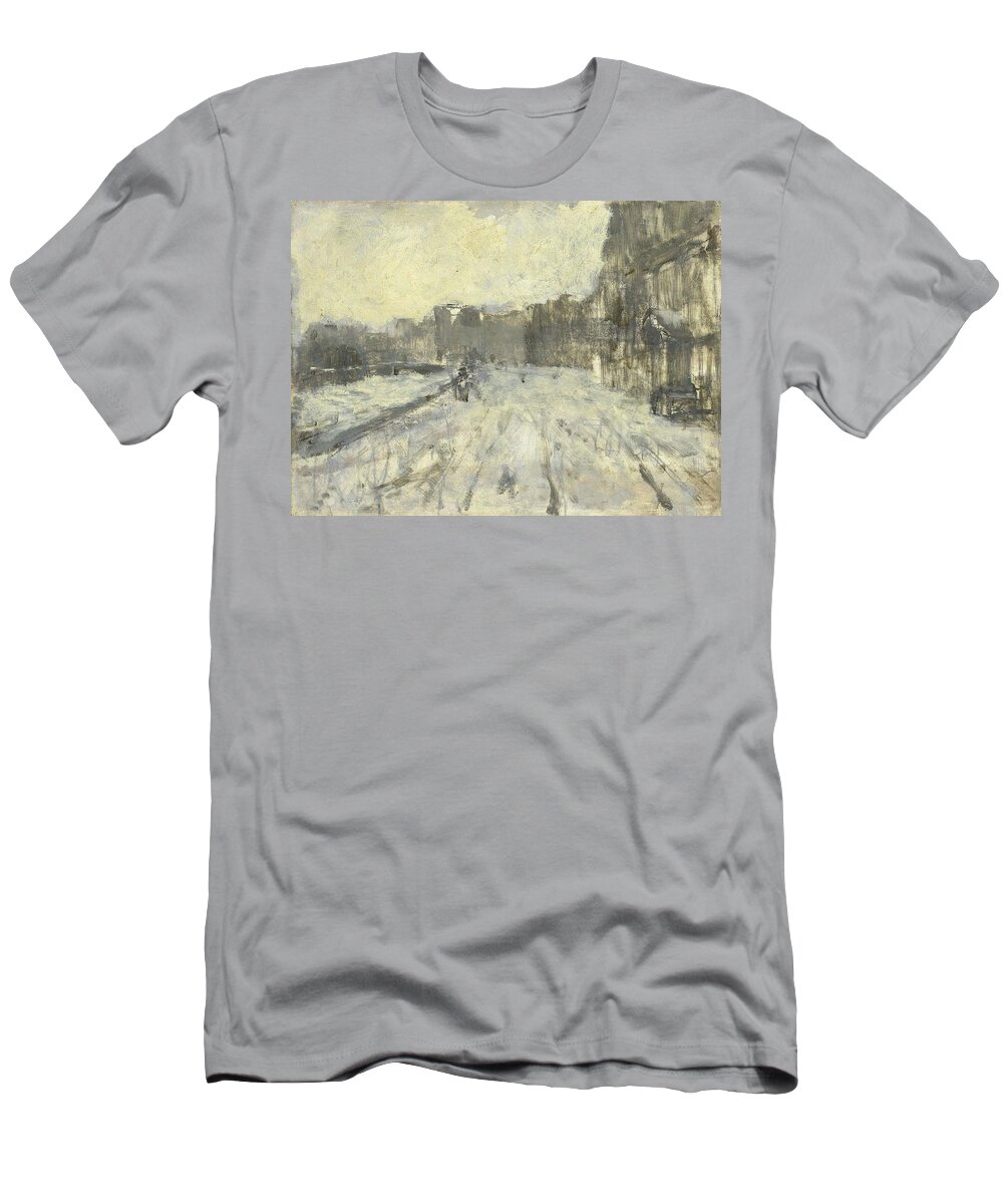 George Hendrik Breitner T-Shirt featuring the painting The Rokin, Amsterdam. by George Hendrik Breitner -1857-1923-