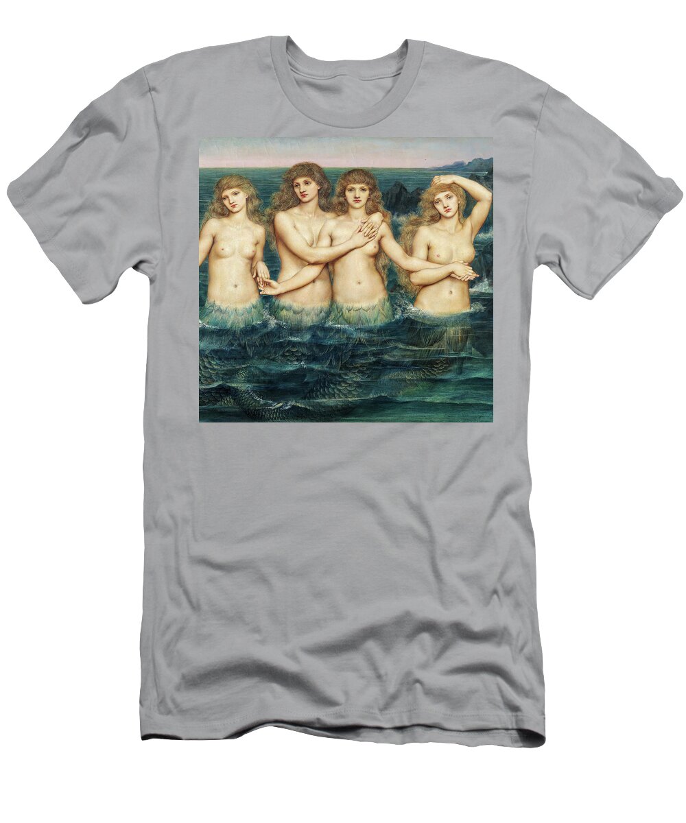Evelyn De Morgan T-Shirt featuring the painting The Sea Maidens, Little Mermaid, 1886 by Evelyn De Morgan