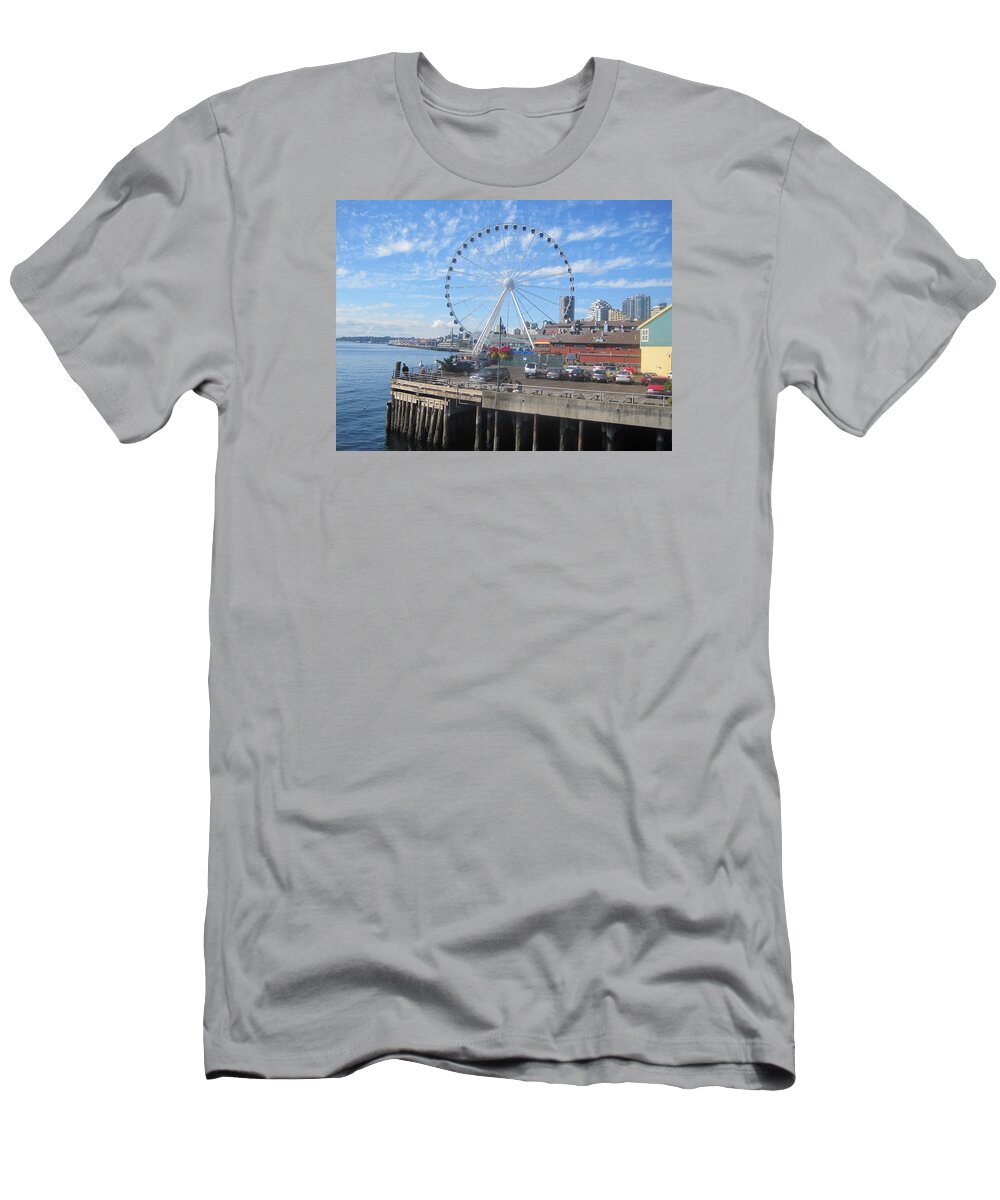 Seattle T-Shirt featuring the photograph The Seattle Great Wheel by Peggy M McAloon