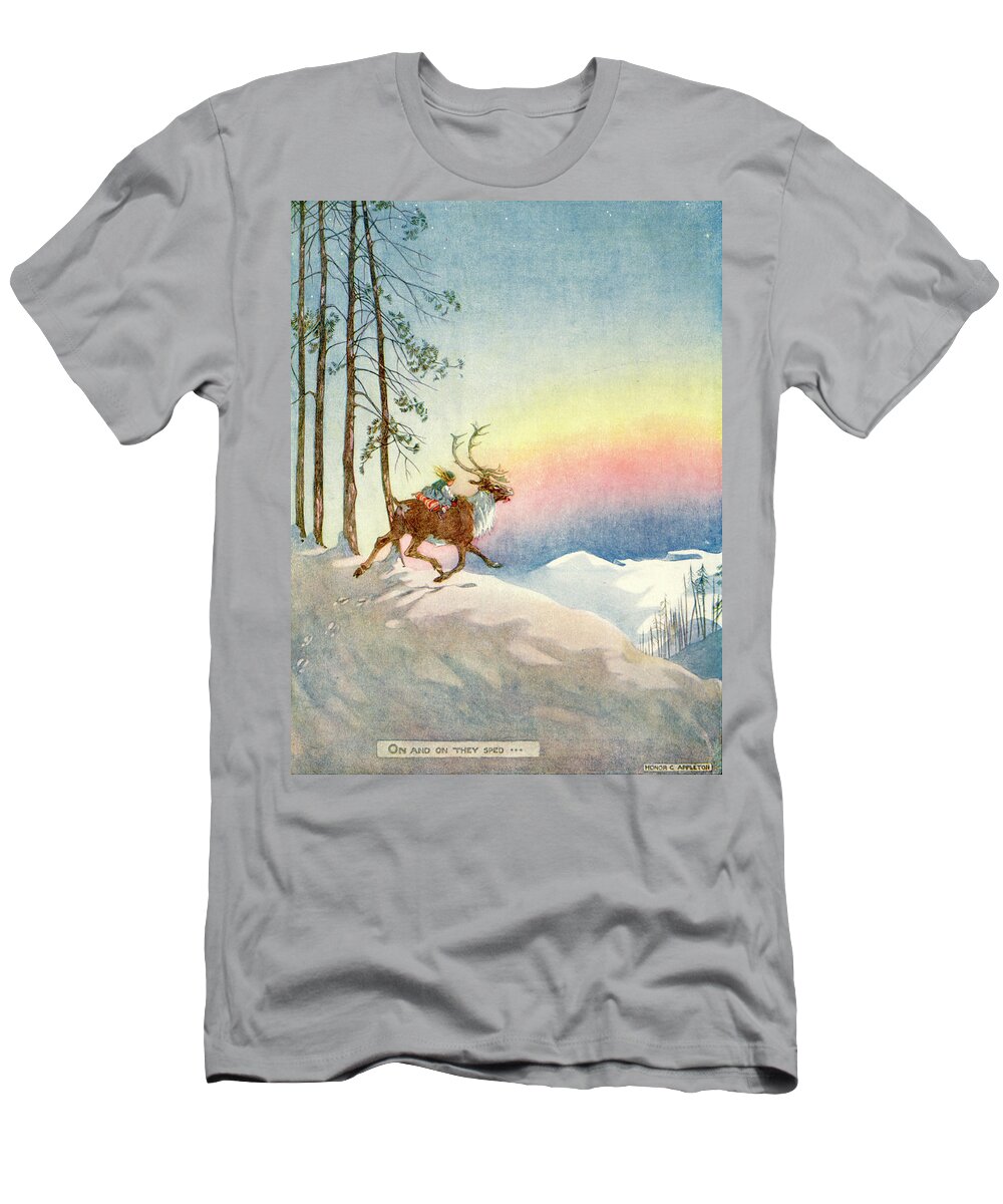 Fairy Tales T-Shirt featuring the mixed media The Snow Queen, illustration from by Honor C Appleton