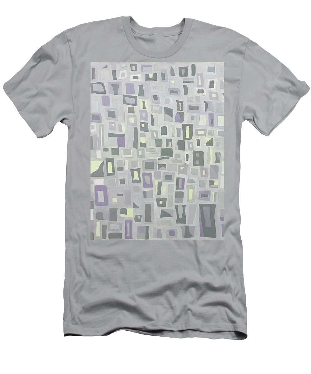 Abstract Geometric T-Shirt featuring the painting Thoughts purple by Hila Abada