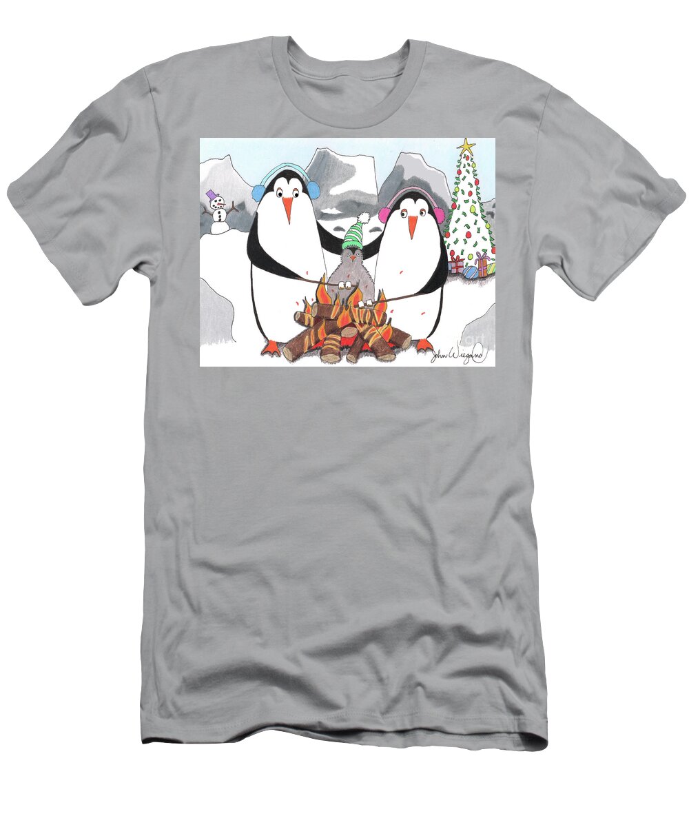 Christmas T-Shirt featuring the drawing Toasty Goodness by John Wiegand