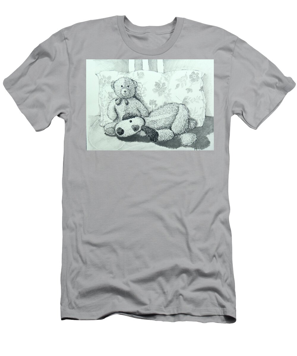 Friends T-Shirt featuring the drawing Together Forever by Margaret Zabor
