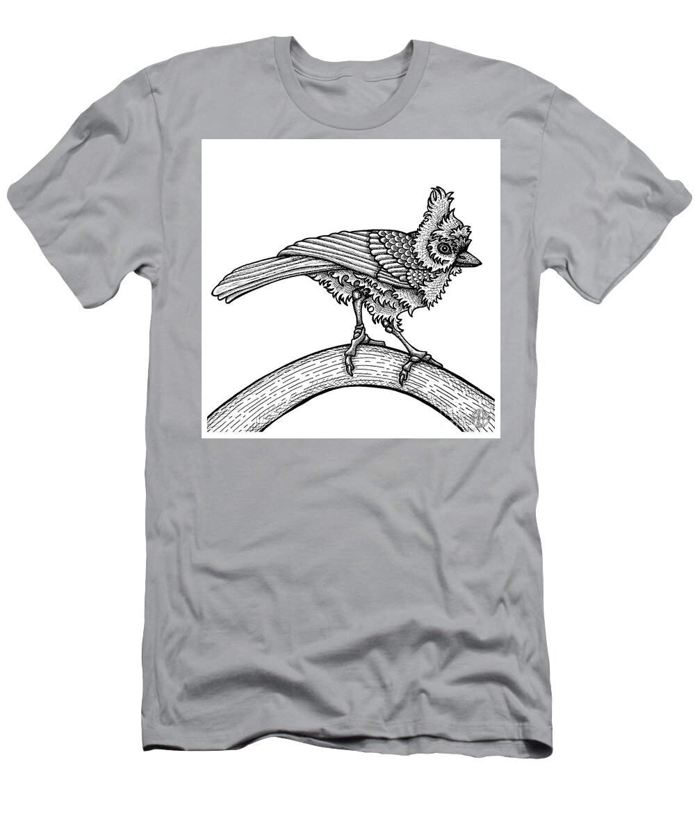 Animal Portrait T-Shirt featuring the drawing Tufted Titmouse by Amy E Fraser