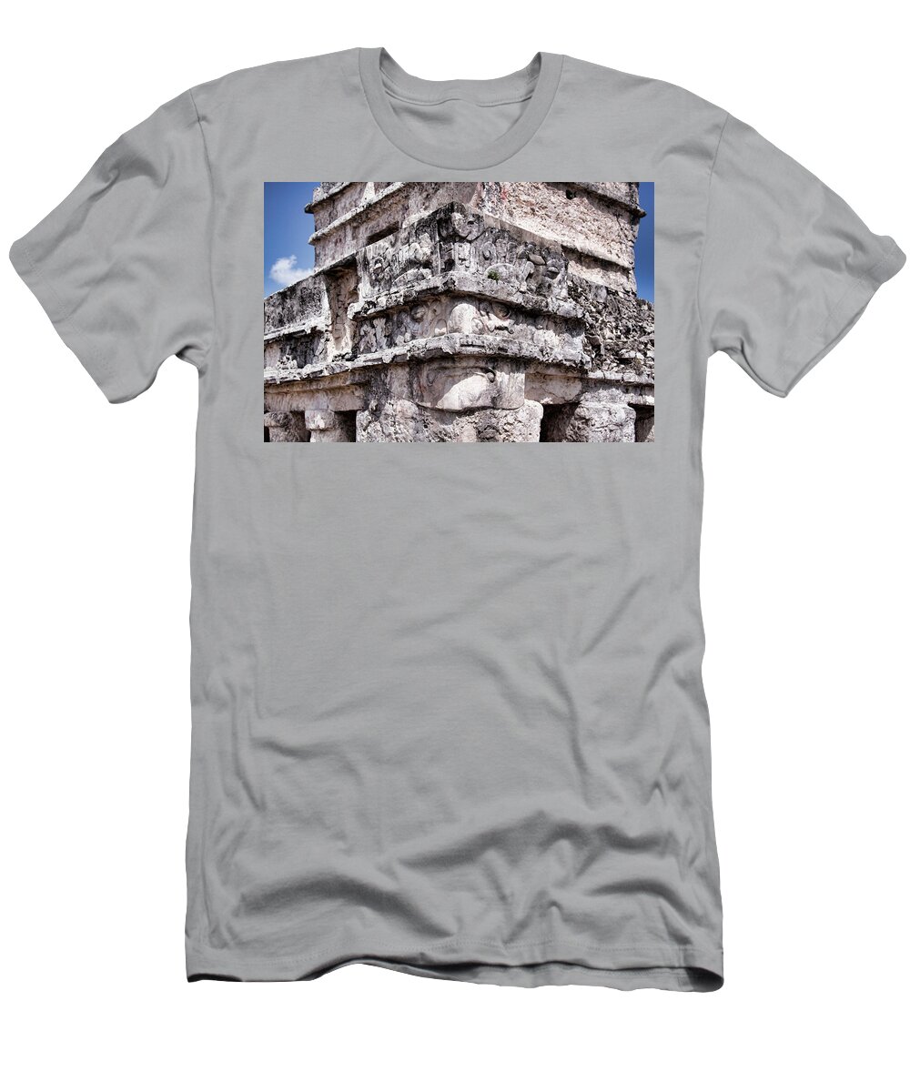 Tulum T-Shirt featuring the photograph Tulum Mayan Ruins Mexico - Temple of the Frescoes by Tatiana Travelways