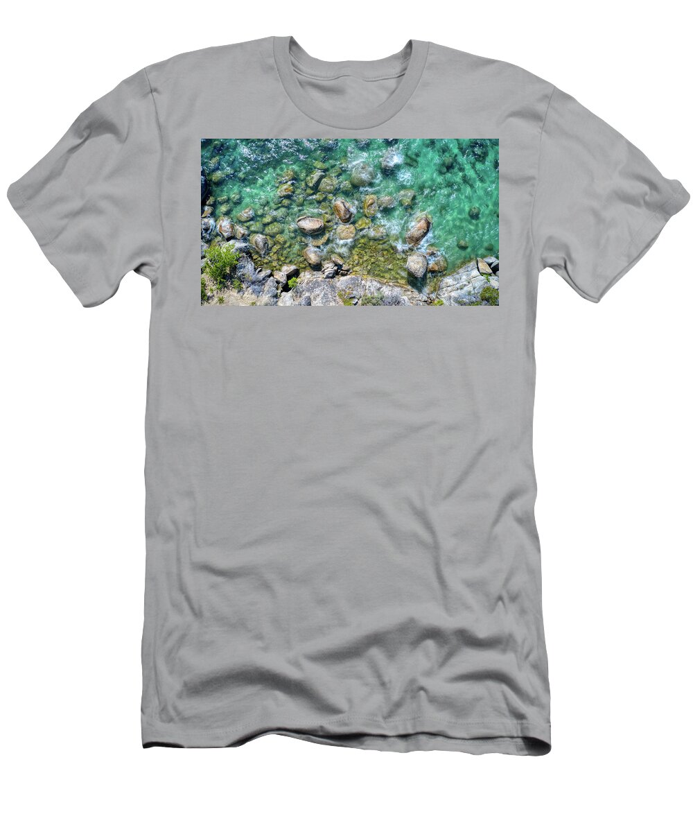 Lake Tahoe T-Shirt featuring the photograph Turquoise Waters Top Down View Lake Tahoe Nevada by Anthony Giammarino