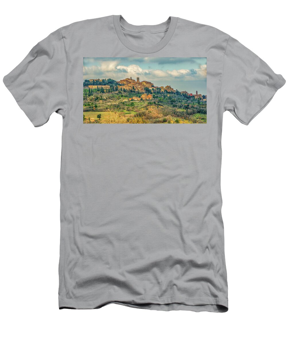 Montepulciano T-Shirt featuring the photograph Tuscan Hill Town by Marcy Wielfaert