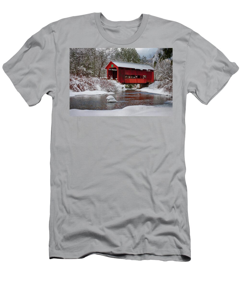 Vermont Covered Bridge T-Shirt featuring the photograph Vermont covered bridge by Jeff Folger