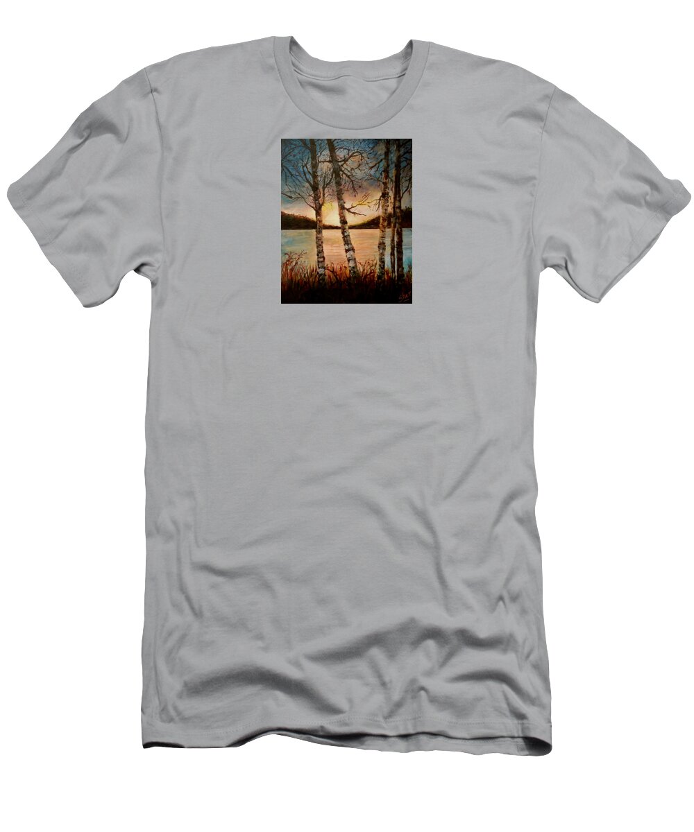Seascape T-Shirt featuring the painting Warm Fall Day by Sher Nasser