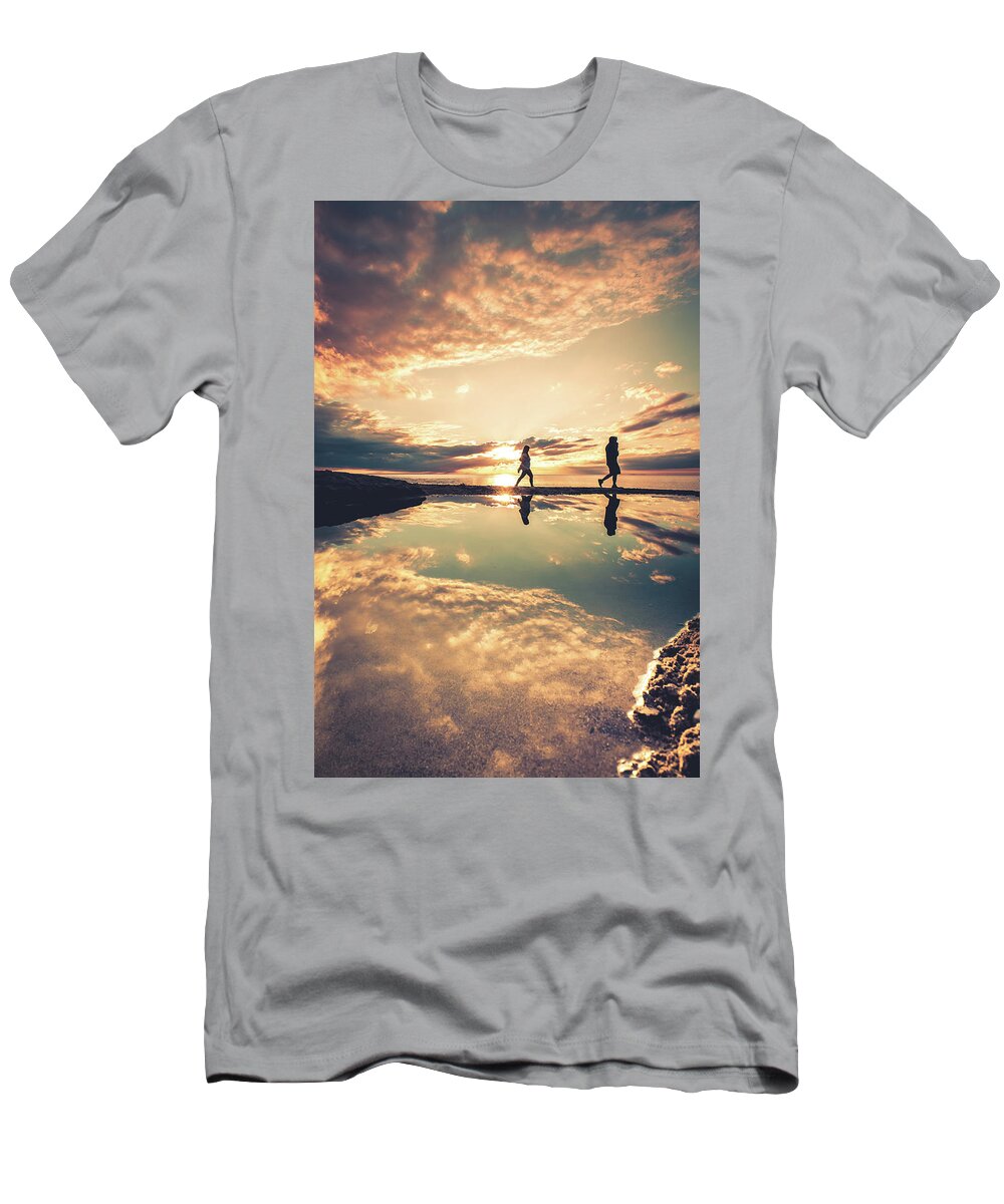 Beach T-Shirt featuring the photograph Warm Summer Walk by Dave Niedbala