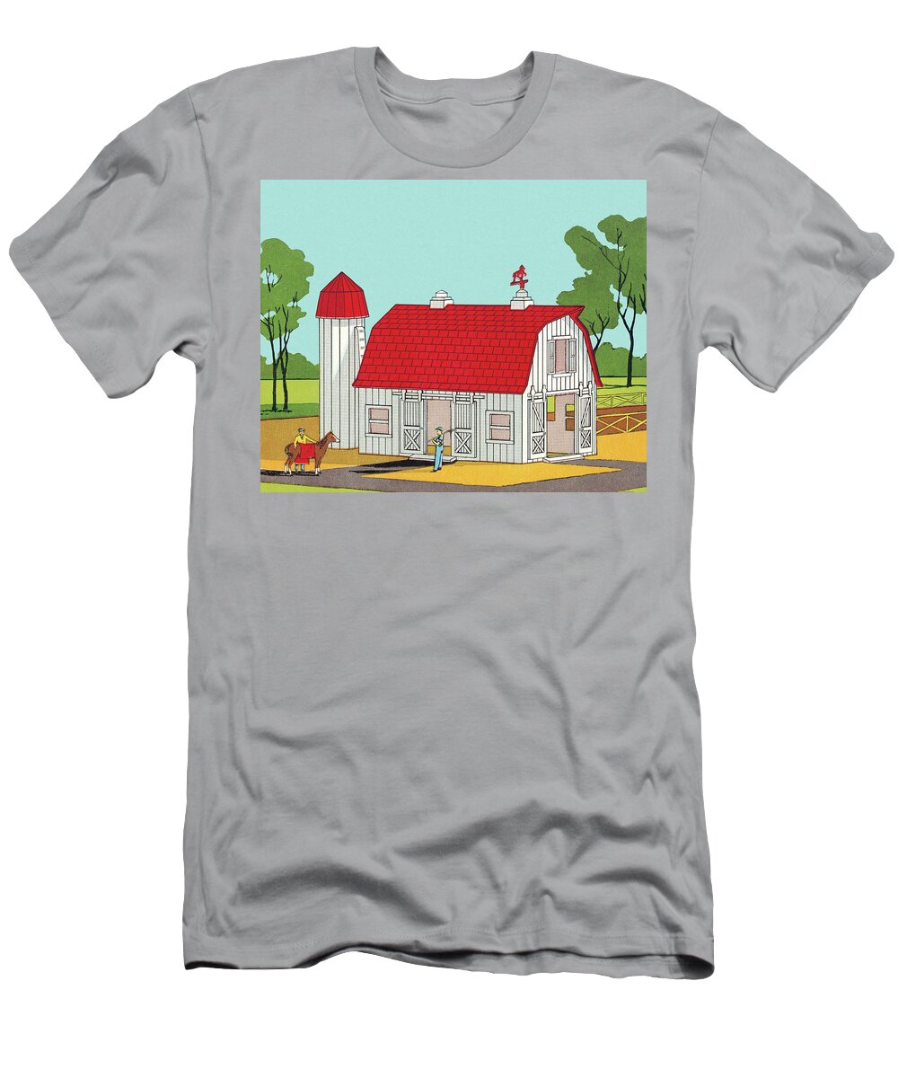 Agriculture T-Shirt featuring the drawing White Barn by CSA Images